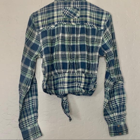 NWT Free People First Bloom Tie-Front Plaid Shirt - Picture 7 of 7